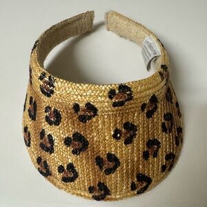 Liz Claiborne Beige and Black Straw Leopard Print Visor in Excellent Condition